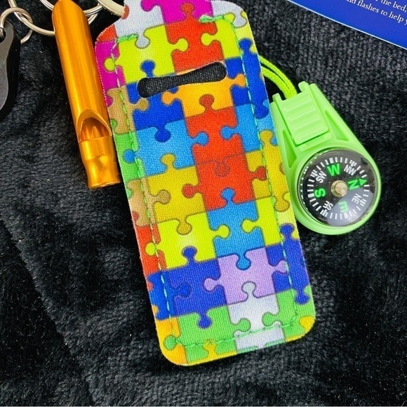 Water Bottle Pocket Key Finder Whistle Flashlight Compass - Picture 6 of 9